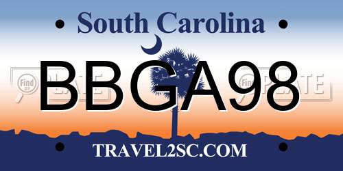 BBGA98 South Carolina License Plate