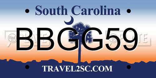 BBGG59 South Carolina License Plate