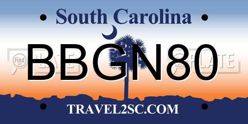 BBGN80 South Carolina License Plate