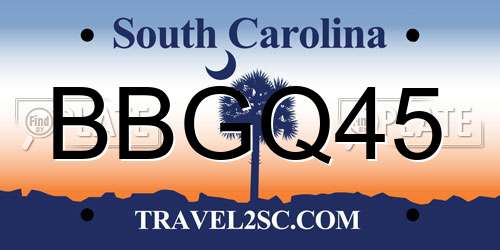 BBGQ45 South Carolina License Plate
