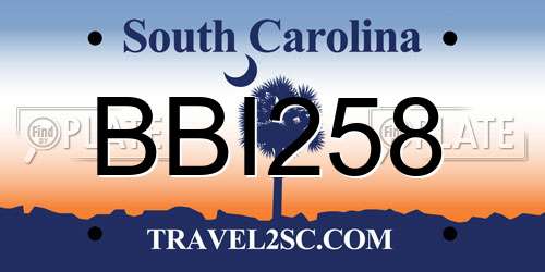 BBI258 South Carolina License Plate
