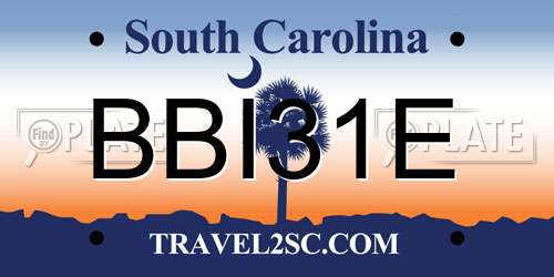BBI31E South Carolina License Plate