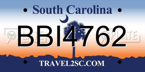 BBI4762 South Carolina License Plate