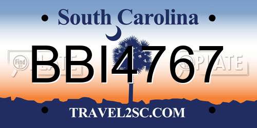 BBI4767 South Carolina License Plate