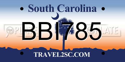 BBI785 South Carolina License Plate