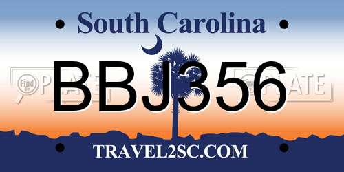 BBJ356 South Carolina License Plate