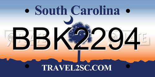 BBK2294 South Carolina License Plate