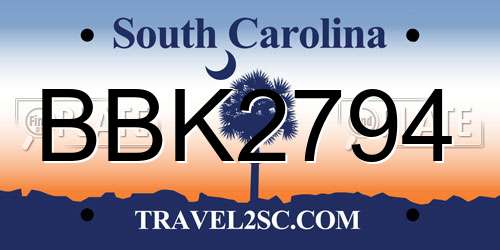 BBK2794 South Carolina License Plate