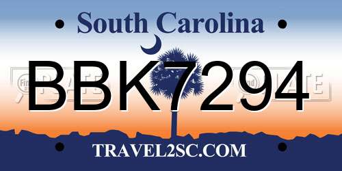 BBK7294 South Carolina License Plate