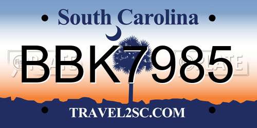 BBK7985 South Carolina License Plate