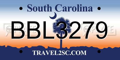 BBL3279 South Carolina License Plate