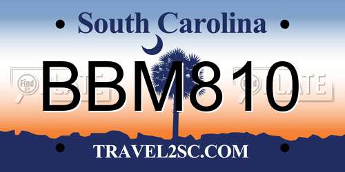 BBM810 South Carolina License Plate