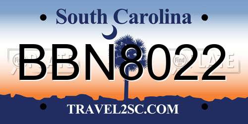 BBN8022 South Carolina License Plate