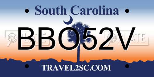 BBO52V South Carolina License Plate