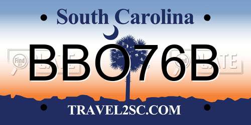BBO76B South Carolina License Plate