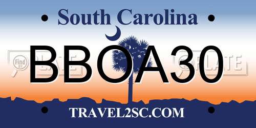 BBOA30 South Carolina License Plate