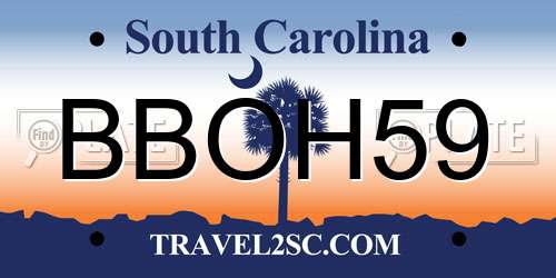 BBOH59 South Carolina License Plate