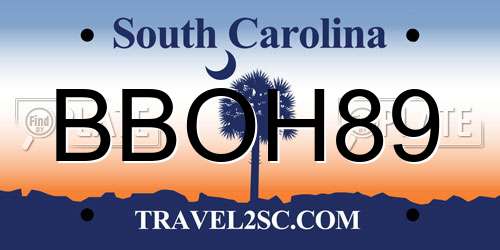 BBOH89 South Carolina License Plate