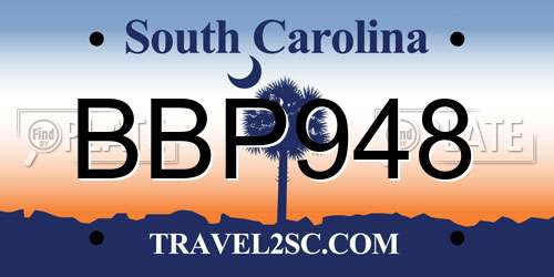 BBP948 South Carolina License Plate