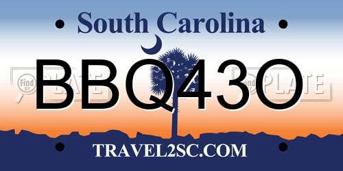 BBQ43O South Carolina License Plate
