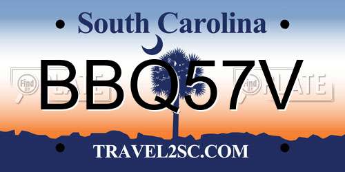 BBQ57V South Carolina License Plate