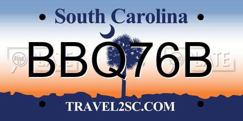 BBQ76B South Carolina License Plate