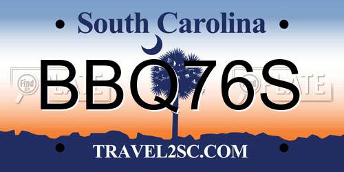 BBQ76S South Carolina License Plate