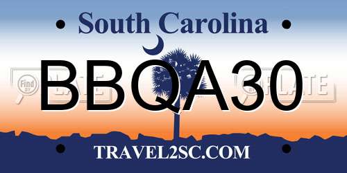 BBQA30 South Carolina License Plate