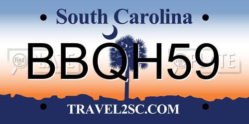 BBQH59 South Carolina License Plate