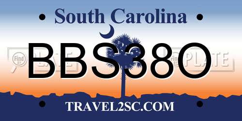 BBS38O South Carolina License Plate