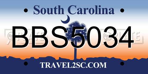 BBS5034 South Carolina License Plate