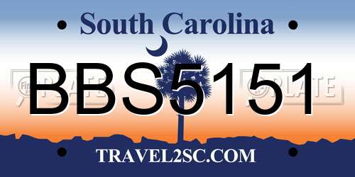 BBS5151 South Carolina License Plate