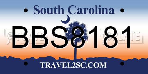 BBS8181 South Carolina License Plate