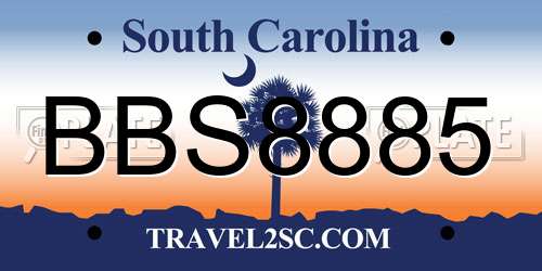 BBS8885 South Carolina License Plate