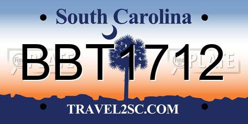 BBT1712 South Carolina License Plate