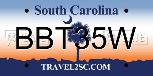 BBT35W South Carolina License Plate