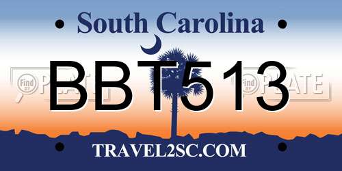 BBT513 South Carolina License Plate