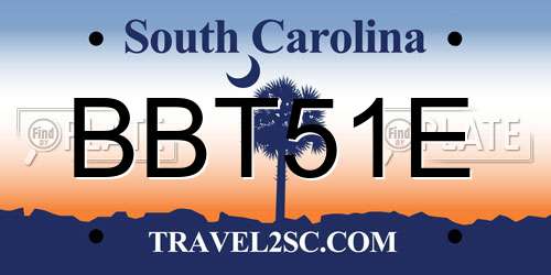 BBT51E South Carolina License Plate