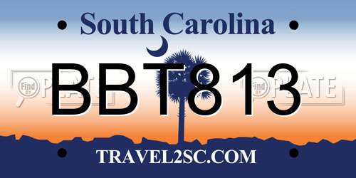 BBT813 South Carolina License Plate