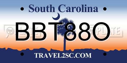 BBT88O South Carolina License Plate