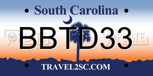 BBTD33 South Carolina License Plate