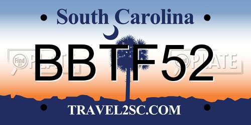 BBTF52 South Carolina License Plate