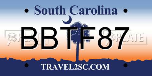 BBTF87 South Carolina License Plate