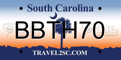 BBTH70 South Carolina License Plate