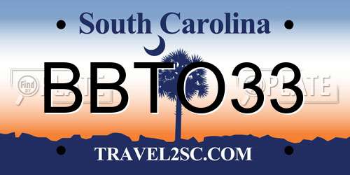 BBTO33 South Carolina License Plate