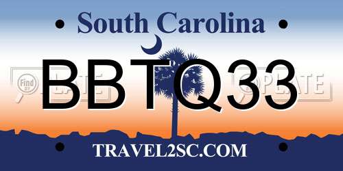 BBTQ33 South Carolina License Plate