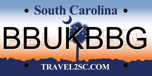 BBUKBBG South Carolina License Plate