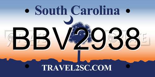 BBV2938 South Carolina License Plate