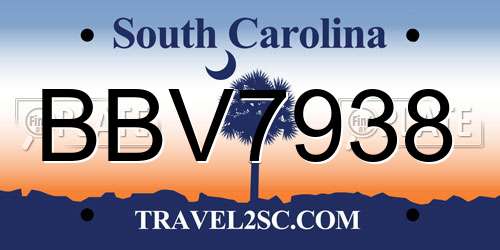 BBV7938 South Carolina License Plate