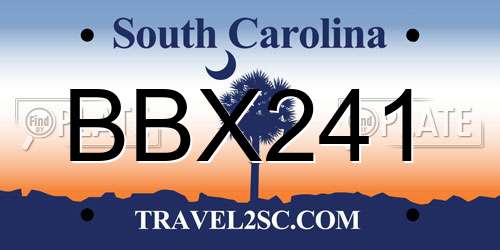 BBX241 South Carolina License Plate